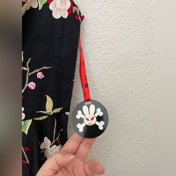 Hell Bunny Freya Japanese Cherry Blossom Floral Off The Shoulder Dress Small NEW - Picture 8 of 10